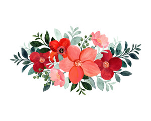 Floral bouquet with watercolor for background, wallpaper, sticker, decoration, backdrop etc.