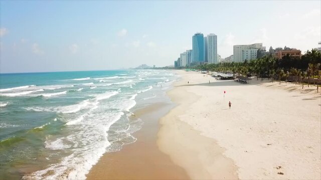 da nang my khe beach, Vietnam. drone view shot
