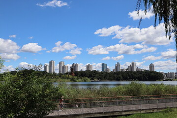 A photo of a park lake and sky.