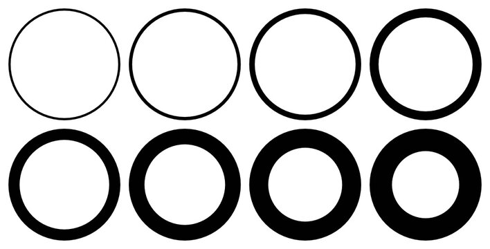 Collection de symbole de cercles de diff&eacute;rentes &eacute;paisseur