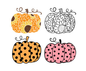 Draw collection pumpkin. For autumn and Halloween.