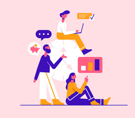 Social media concept. Modern vector minimalistic illustration. Time management