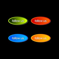 Follow us text modern design template. Shade of blue, green, purple and orange colors.