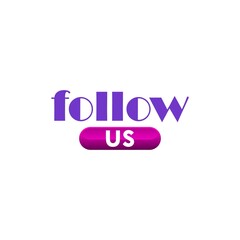 Follow us text modern design template. Purple and blue colors. White background
