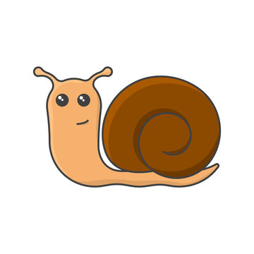 Snail cartoon icon. Cute clam image. Isolated vector illustration on a white background without unnecessary details.