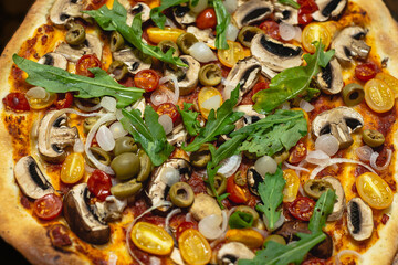 Vegan baked pizza without cheese