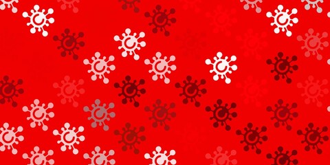 Light Red, Yellow vector pattern with coronavirus elements.