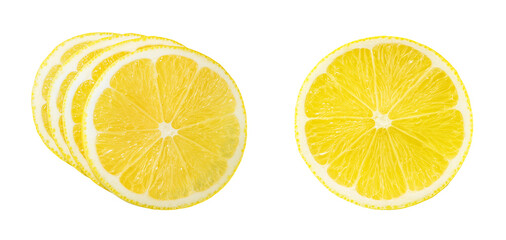Fresh lemon slices isolated on white background with clipping path