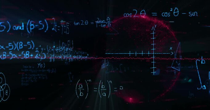 Mathematical equations against spinning globe