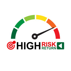 High risk high return business concept isolated on white background.