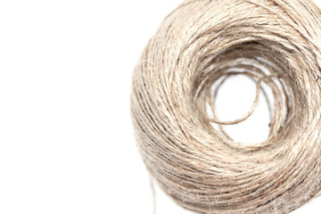 A ball of linen thread isolated on a white background.