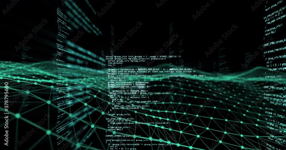 Poster digital waves against data processing