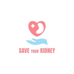 medical kidney logo. Illustration art of a kidney logo with isolated background