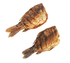 Fried fish isolated on a white background.