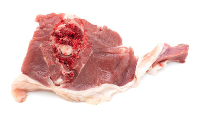 Lamb ribs with meat isolated on a white background.
