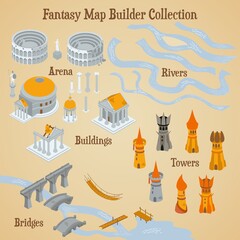 Map builder illusrations for fantasy and medieval cartography and adventure games © QatlasMap
