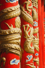 Close-up of carving on columns, China 