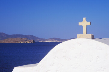 High section view of a church, Santorini, Cyclades Islands, Greece 