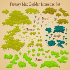Map builder illusrations for fantasy and medieval cartography and adventure games