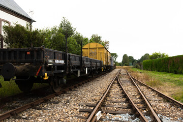 Fototapeta na wymiar Old cargo train and railways