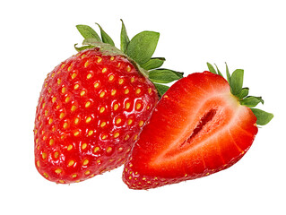 Fresh strawberry isolated on white background with clipping path