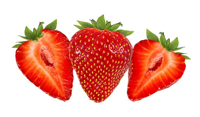 Fresh strawberry isolated on white background with clipping path