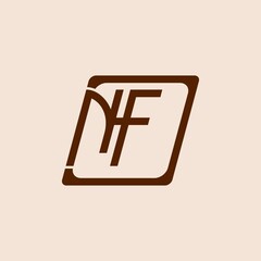Outstanding professional elegant trendy awesome artistic brown color N f initial based Alphabet icon logo.