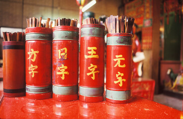 Close-up of boxes on the table 