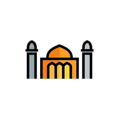 mosque fill outline icon. ramadan kareem