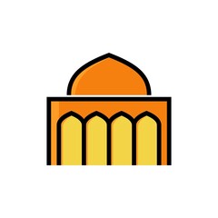 mosque fill outline icon. ramadan kareem