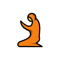 Muslim women prayer fill outline icon. Ramadan kareem