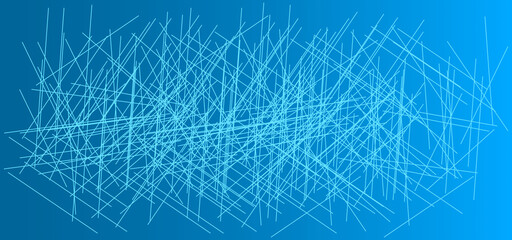 Obraz premium Blue background with scattered white abstract lines. the stripes background is chaotic