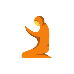 Muslim women prayer flat icon. Ramadan kareem