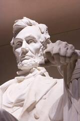 Close-up of Abraham Lincoln Statue, Lincoln Memorial, Washington DC, USA 