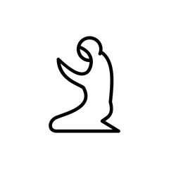 Muslim women prayer outline icon. Ramadan kareem