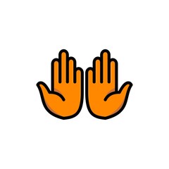 muslim praying palms fill outline icon. ramadan kareem