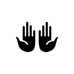 muslim praying palms glyph icon. ramadan kareem