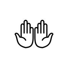 muslim praying palms outline icon. ramadan kareem