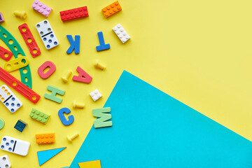 School supplies, stationery space for caption. Back to school concept. School, education and...