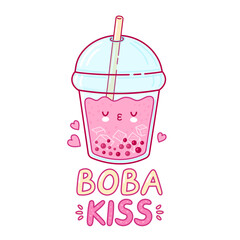 Cute happy funny bubble tea cup