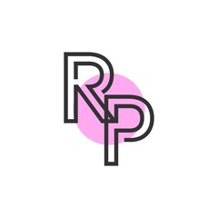 Outstanding professional elegant trendy awesome artistic purple color R p initial based Alphabet icon logo.