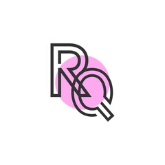 Outstanding professional elegant trendy awesome artistic purple color R q initial based Alphabet icon logo.
