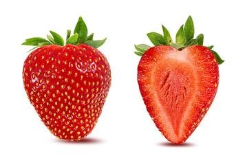 Fresh strawberry isolated on white background with clipping path