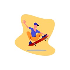 characters skateboarding style skaters jump with board on springboard