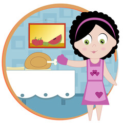 Portrait of a woman standing near a table