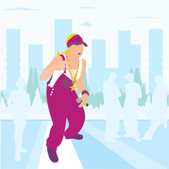 Portrait of a woman rapping