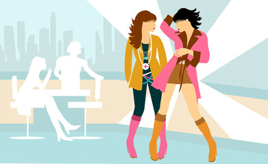 Two women looking at each other