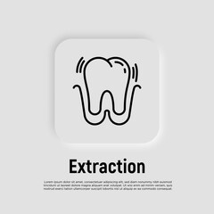 Tooth extraction thin line icon. Dental surgery. Dentistry. Vector illustration.