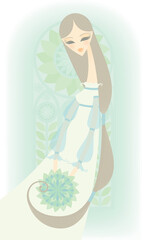 Portrait of a bride holding a bouquet of flowers