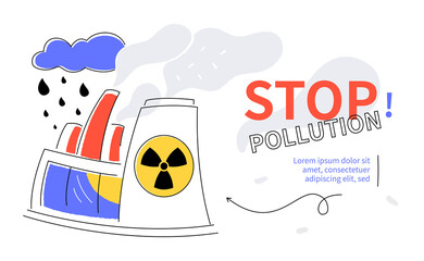 Stop pollution - colorful flat design style web banner